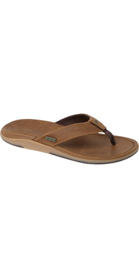 2026 Reef Mens Leather Offshore Flip Flops CJ9057 - Bronze / Brown