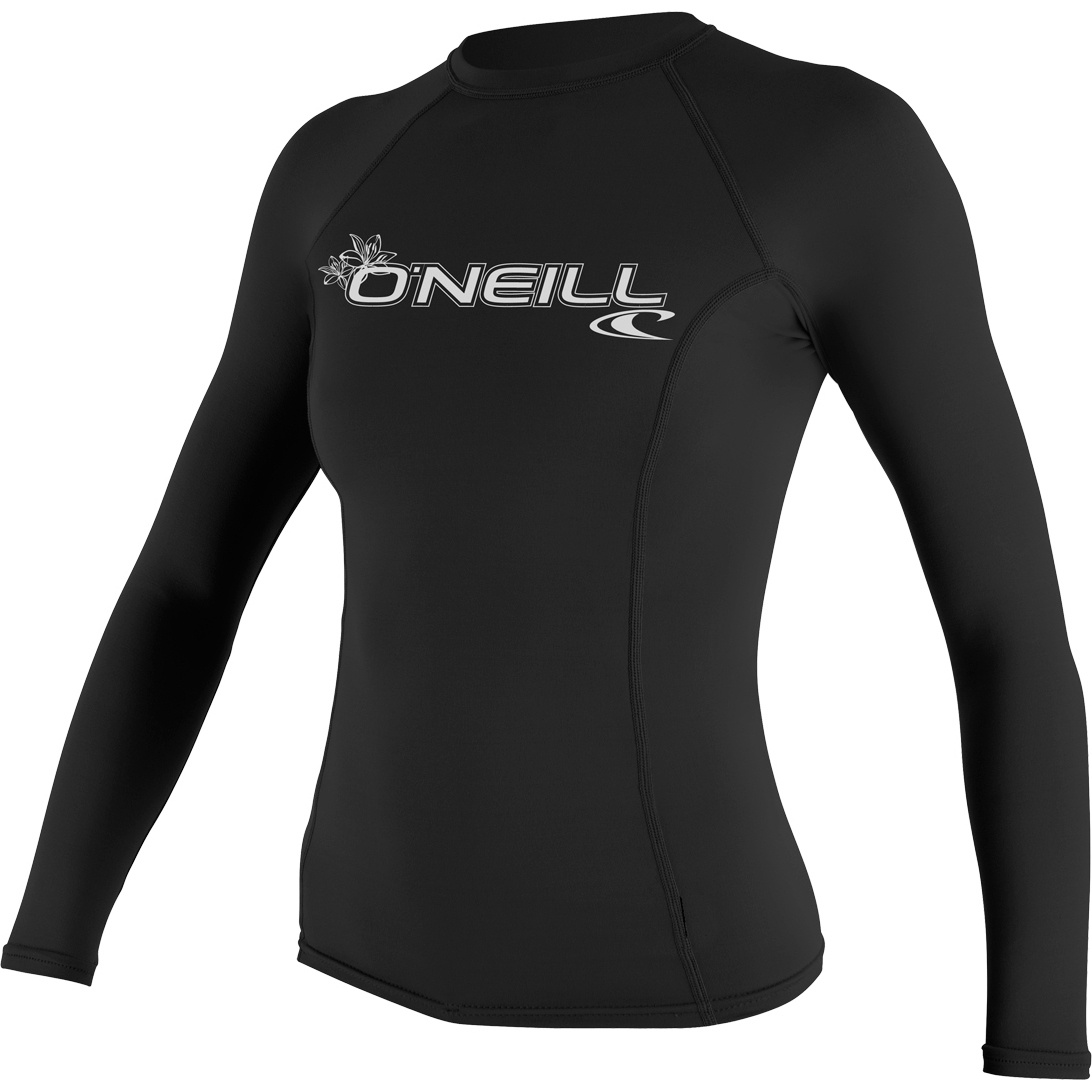 2025 O'Neill Womens Basic Skins Long Sleeve Crew Rash Vest 3549 - Black