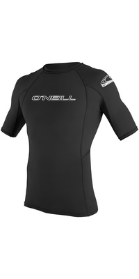 2025 ONeill Mens Basic Skins Short Sleeve Crew Rash Vest 3341 - Black