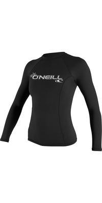 2025 O'Neill Womens Basic Skins Long Sleeve Crew Rash Vest 3549 - Black