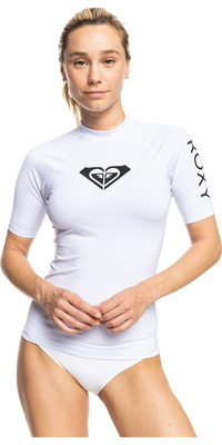 2025 Roxy Womens Whole Hearted Short Sleeve Rash Vest ERJWR03548 - Bright White