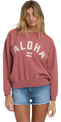 2025 Billabong Womens Mono Aloha Kendal Sweatshirt 24B464504 - Dark Coral