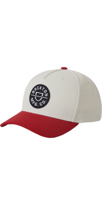 2026 Brixton Mens Crest C NetPlus Snapback Cap 11001 - Off White / Adrenaline Rush