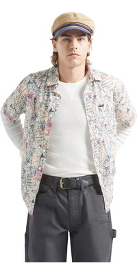 2026 Brixton Mens Cru Print Shirt 22910 - Graffiti