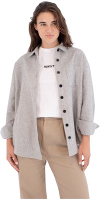 2026 Hurley Womens Union Solid Flannel Shirt WVSEU00008 - Light Heather Grey