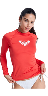 2026 Roxy Womens Whole Hearted Long Sleeve Rash Vest ERJWR03547 - Hibiscus