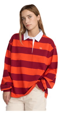 2026 RVCA Womens Academy Long Sleeve Rugby Shirt 23B033668 - Brick Red