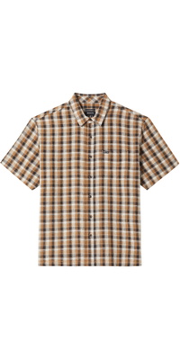 2026 Brixton Mens Cru Linen Blend Plaid Shirt 01508-BKTBP - Black / Tobacco Plaid
