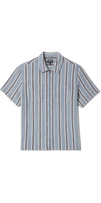 2026 Brixton Mens The Dexter Textured Stripe Shirt 01509-BKDTB - Black / Dusty Blue