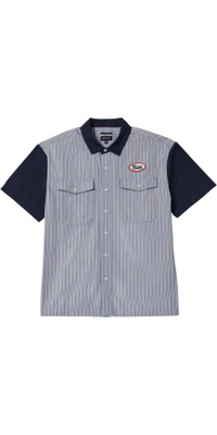 2026 Brixton Mens Builders Olson Shirt 22916-BLARS - Blue Aura Stripe