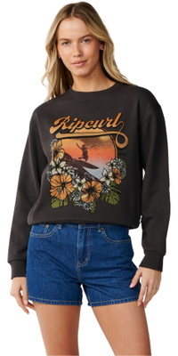 2026 Rip Curl Womens Wave Standard Crew Sweatshirt 0CWWFL - Washed Black