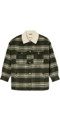 2026 Roxy Womens Passage Of Time Plaid Jacket ERJJK03718 - Oil Green Chalet Plaid