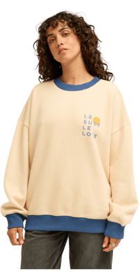 2026 Billabong Womens Le Love Surf Crew Sweatshirt EBJSF00194 - White Cap