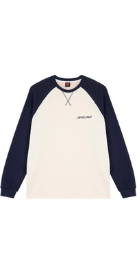 2026 Santa Cruz Mens Classic Strip Raglan Long Sleeve T-Shirt SCA-LTE-9851 - Wax Paper / Midnight Blue