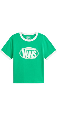 2026 Vans Womens Centre Print Ringer T-Shirt VN000TXSFLX1 - Vivid Verdant
