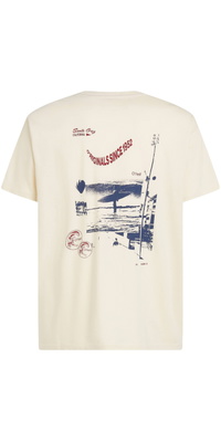 2026 ONeill Mens Originals Retro Back Print T-Shirt 2850384 - Linen White