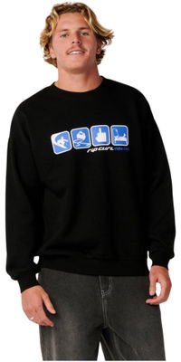 2026 Rip Curl Archive Ride On Crew Sweatshirt 0E1MFL - Black