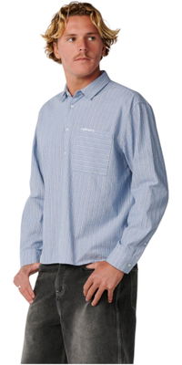 2026 Rip Curl Mens Archive Stripe Long Sleeve T-shirt 085MSH - Faded Denim